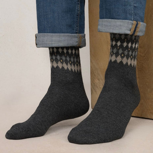 BLF 7048 Wool & Cashmere socks with Lozenges pattern