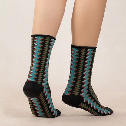 BLF 6495 Velvet Cotton socks with Zigzag pattern