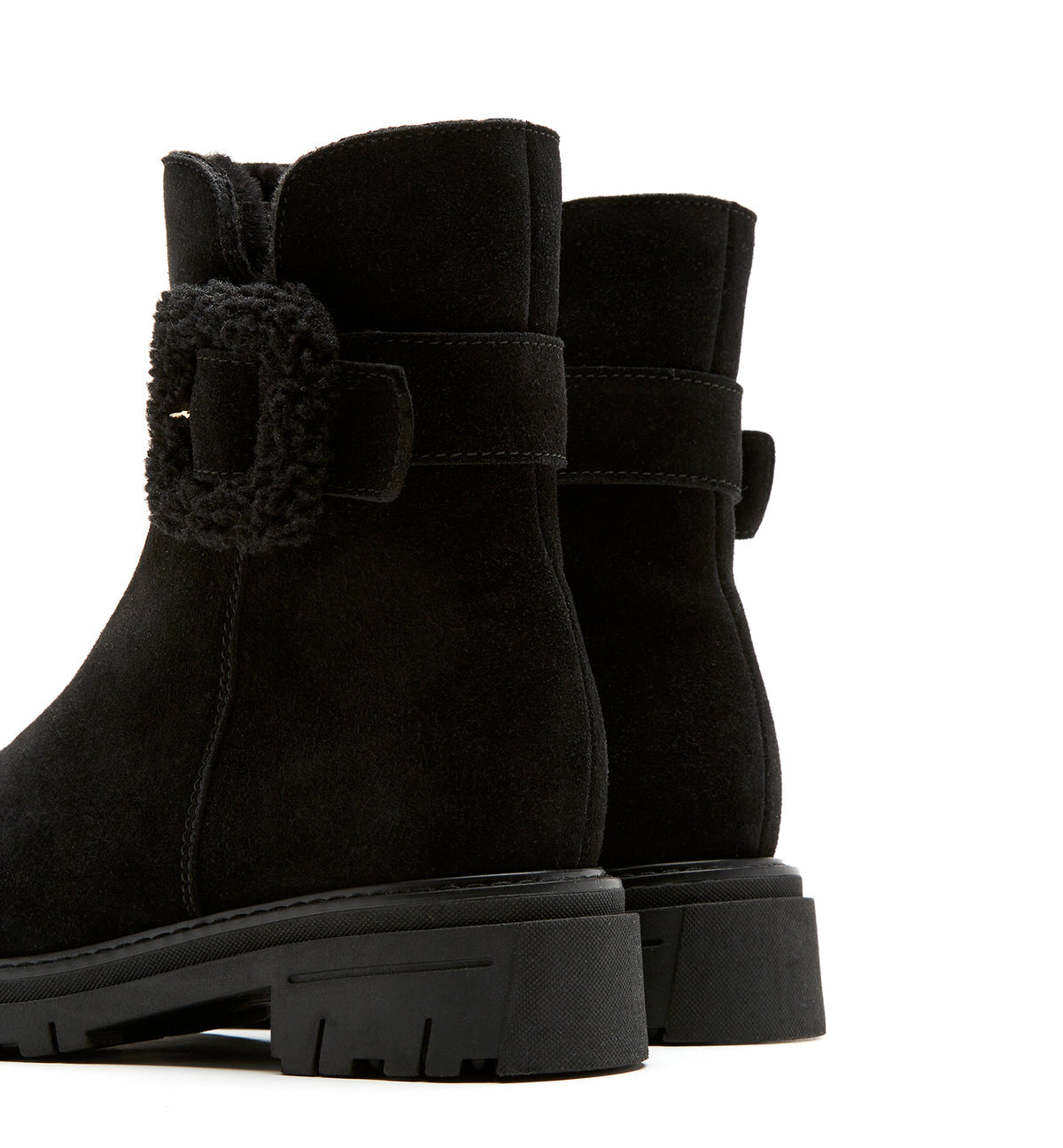 LC DAX SHEARLING-LINED BLACK SUEDE BOOTIE